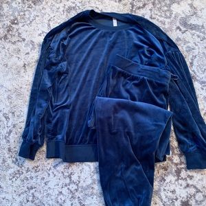 Blue velour pajama set